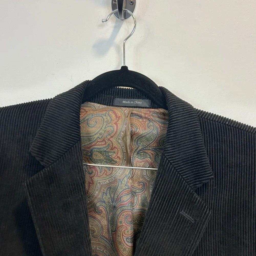 Lauren Ralph‎ Lauren Black Corduroy Blazer Mens Cotton Two Button 46R
